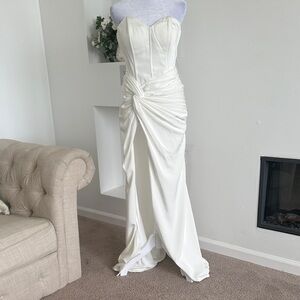 Alamour The Label Strapless Cream Gown